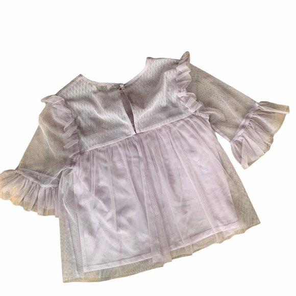 Miss Selfridge Pastel Purple Sheer Romantic Top - Picture 3 of 7